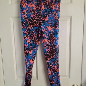 Weissman Neon Animal-Print Leggings in Blue, Pink & Black